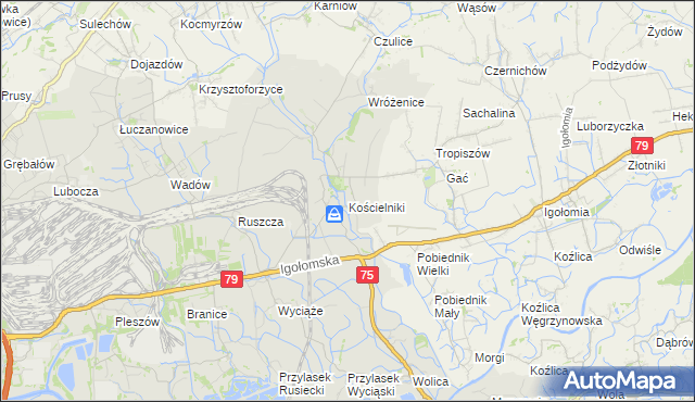 mapa Kościelniki, Kościelniki na mapie Targeo