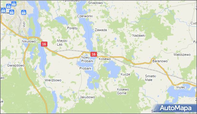 mapa Kosewo gmina Mrągowo, Kosewo gmina Mrągowo na mapie Targeo
