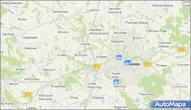 mapa Kosewo gmina Nasielsk, Kosewo gmina Nasielsk na mapie Targeo