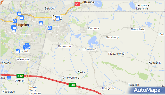 mapa Koskowice, Koskowice na mapie Targeo