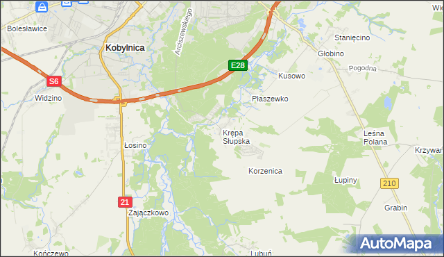 mapa Krępa Słupska, Krępa Słupska na mapie Targeo