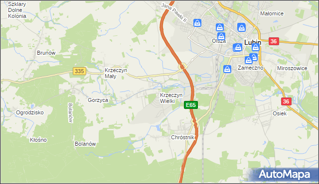 mapa Krzeczyn Wielki, Krzeczyn Wielki na mapie Targeo