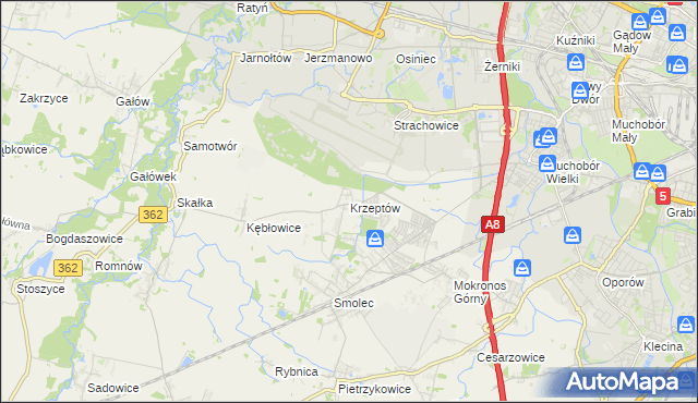 mapa Krzeptów, Krzeptów na mapie Targeo