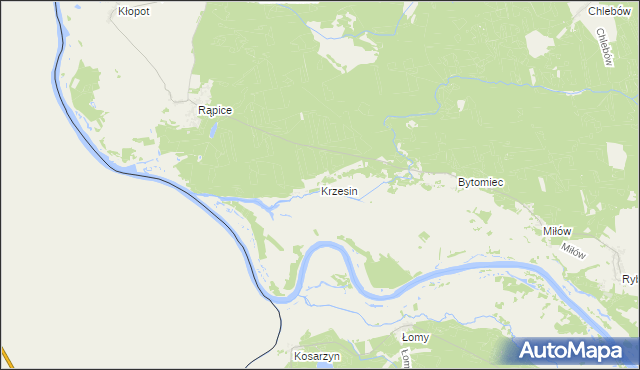 mapa Krzesin gmina Cybinka, Krzesin gmina Cybinka na mapie Targeo