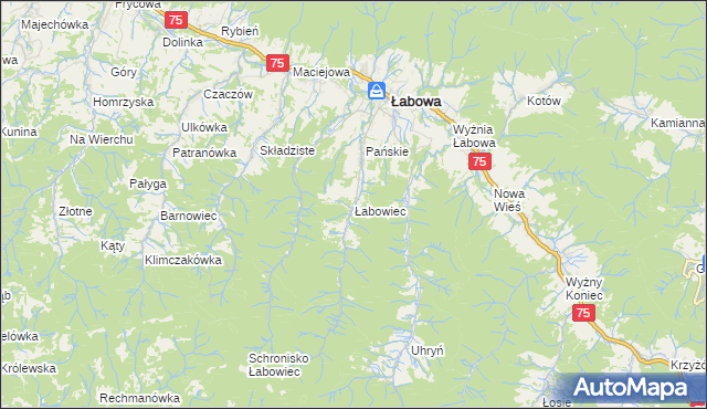 mapa Łabowiec, Łabowiec na mapie Targeo