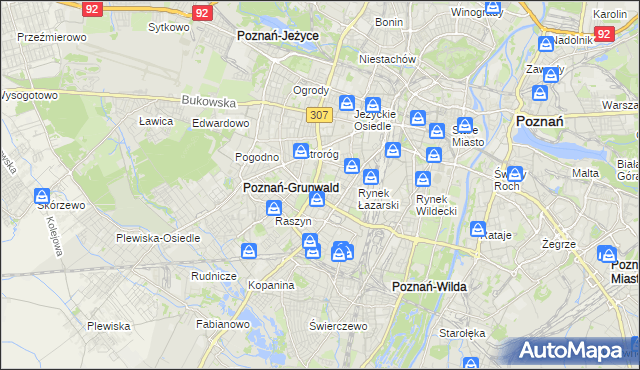 mapa Łazarz gmina Poznań, Łazarz gmina Poznań na mapie Targeo