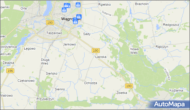 mapa Łaziska gmina Wągrowiec, Łaziska gmina Wągrowiec na mapie Targeo