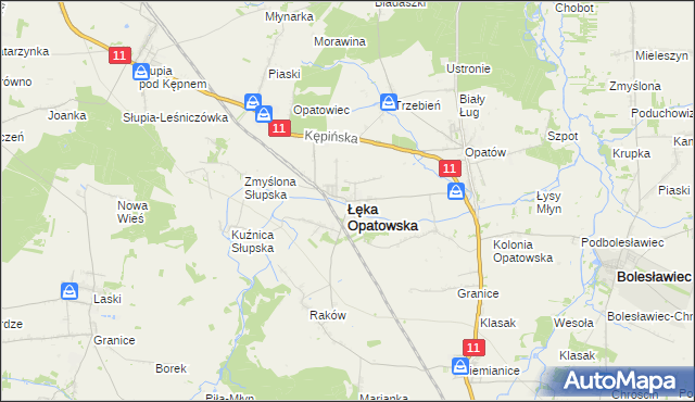 mapa Łęka Opatowska, Łęka Opatowska na mapie Targeo