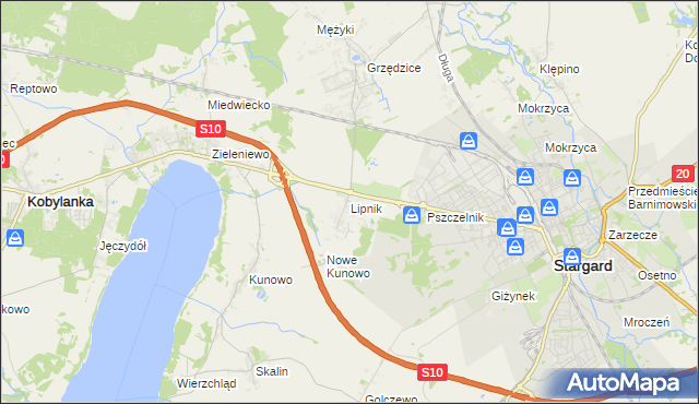 mapa Lipnik gmina Stargard, Lipnik gmina Stargard na mapie Targeo
