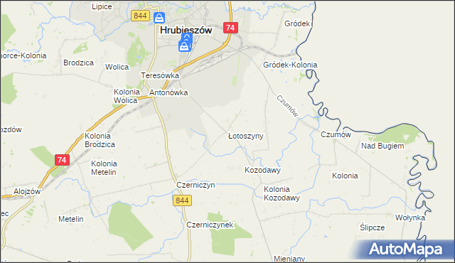 mapa Łotoszyny, Łotoszyny na mapie Targeo