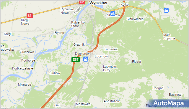 mapa Lucynów gmina Wyszków, Lucynów gmina Wyszków na mapie Targeo