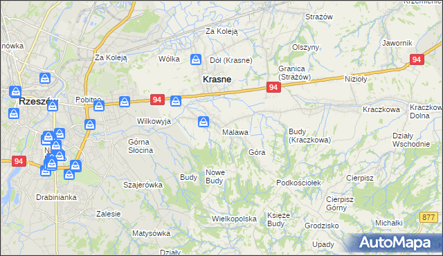 mapa Malawa gmina Krasne, Malawa gmina Krasne na mapie Targeo