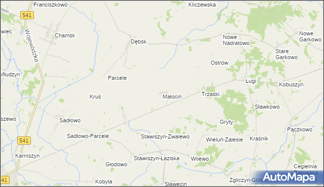 mapa Małocin gmina Bieżuń, Małocin gmina Bieżuń na mapie Targeo