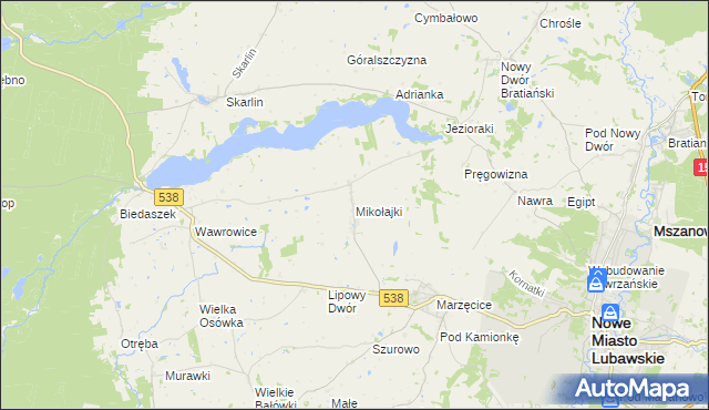 mapa Mikołajki gmina Kurzętnik, Mikołajki gmina Kurzętnik na mapie Targeo