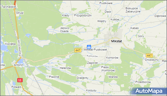 mapa Mikstat-Pustkowie, Mikstat-Pustkowie na mapie Targeo