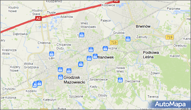 mapa Milanówek, Milanówek na mapie Targeo