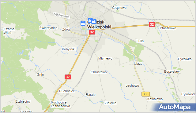 mapa Młyniewo, Młyniewo na mapie Targeo