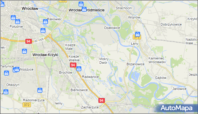 mapa Mokry Dwór gmina Siechnice, Mokry Dwór gmina Siechnice na mapie Targeo