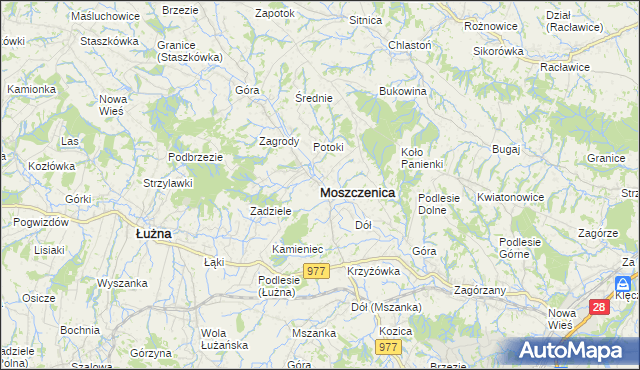 mapa Moszczenica powiat gorlicki, Moszczenica powiat gorlicki na mapie Targeo