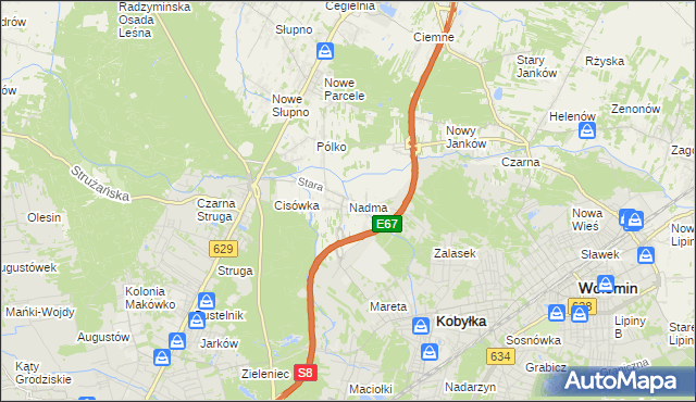 mapa Nadma, Nadma na mapie Targeo
