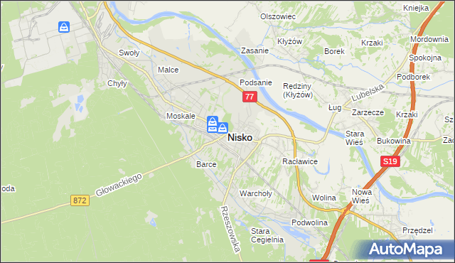 mapa Nisko, Nisko na mapie Targeo