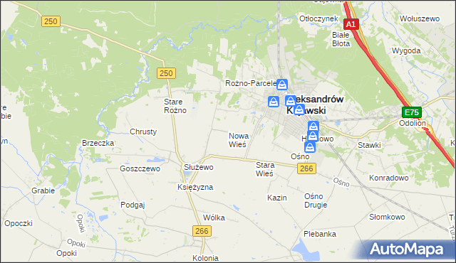 mapa Nowa Wieś gmina Aleksandrów Kujawski, Nowa Wieś gmina Aleksandrów Kujawski na mapie Targeo