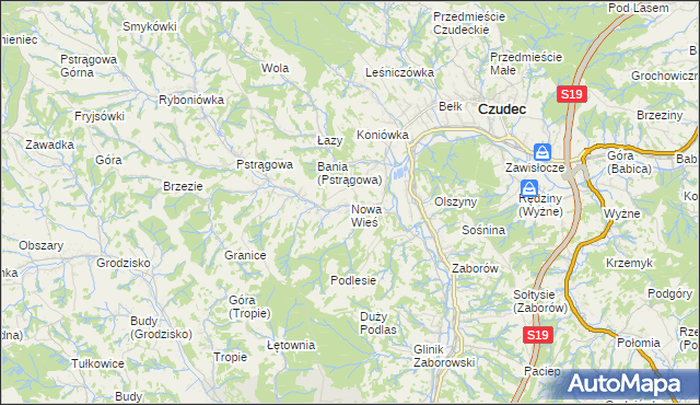 mapa Nowa Wieś gmina Czudec, Nowa Wieś gmina Czudec na mapie Targeo