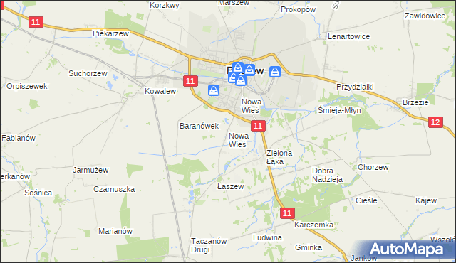 mapa Nowa Wieś gmina Pleszew, Nowa Wieś gmina Pleszew na mapie Targeo