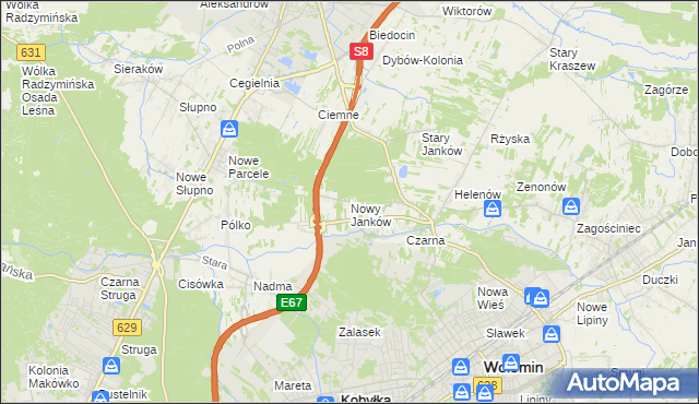 mapa Nowy Janków, Nowy Janków na mapie Targeo
