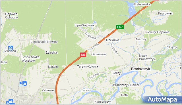 mapa Ojcowizna, Ojcowizna na mapie Targeo