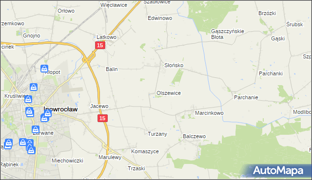 mapa Olszewice gmina Inowrocław, Olszewice gmina Inowrocław na mapie Targeo