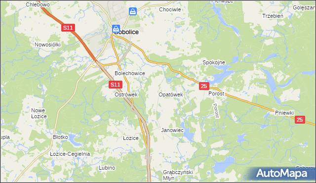 mapa Opatówek gmina Bobolice, Opatówek gmina Bobolice na mapie Targeo