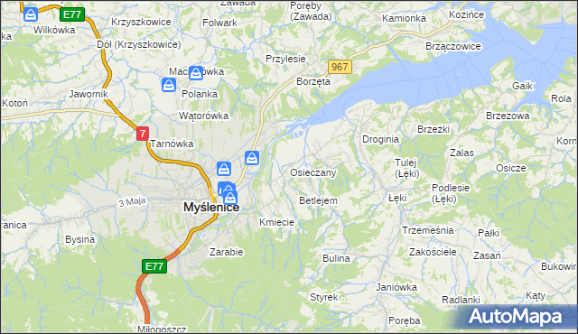 mapa Osieczany, Osieczany na mapie Targeo