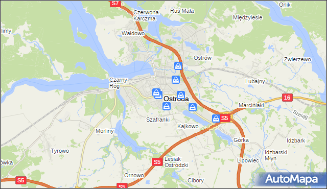 mapa Ostróda, Ostróda na mapie Targeo