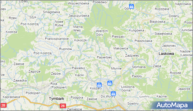 mapa Pasierbiec, Pasierbiec na mapie Targeo