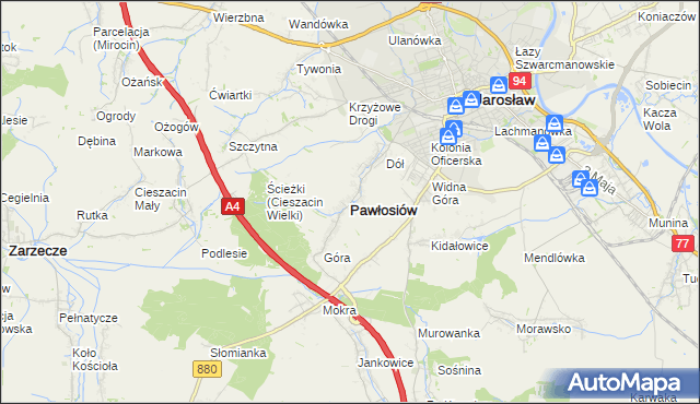 mapa Pawłosiów, Pawłosiów na mapie Targeo