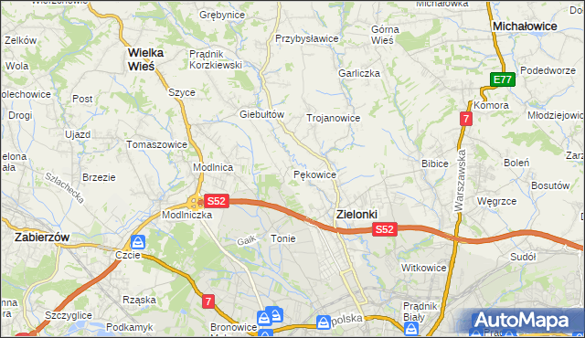 mapa Pękowice, Pękowice na mapie Targeo