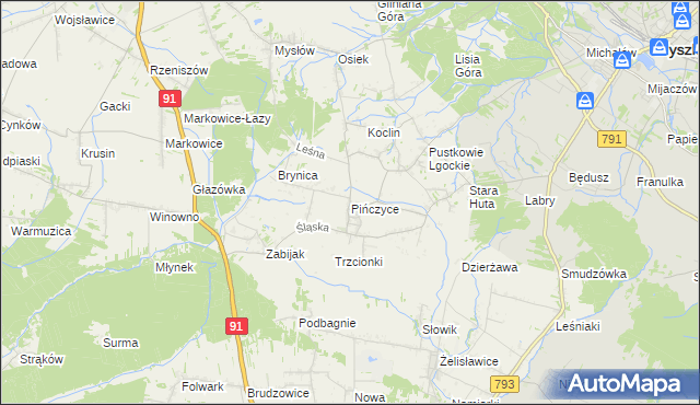 mapa Pińczyce, Pińczyce na mapie Targeo