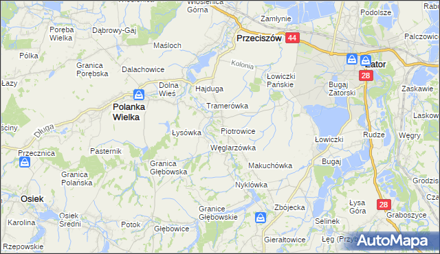 mapa Piotrowice gmina Przeciszów, Piotrowice gmina Przeciszów na mapie Targeo