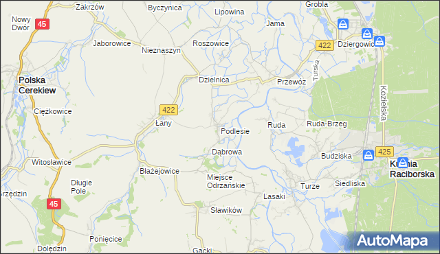 mapa Podlesie gmina Cisek, Podlesie gmina Cisek na mapie Targeo