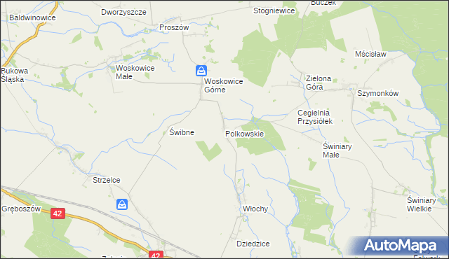 mapa Polkowskie, Polkowskie na mapie Targeo