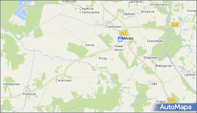 mapa Poraj gmina Wicko, Poraj gmina Wicko na mapie Targeo