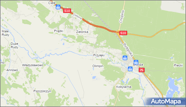 mapa Przyłęki gmina Białe Błota, Przyłęki gmina Białe Błota na mapie Targeo