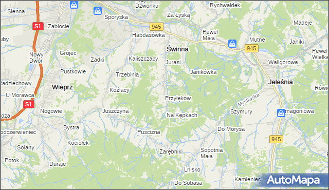 mapa Przyłęków, Przyłęków na mapie Targeo