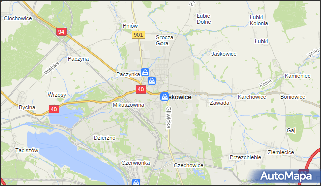 mapa Pyskowice powiat gliwicki, Pyskowice powiat gliwicki na mapie Targeo