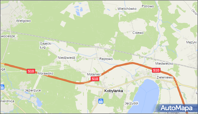mapa Reptowo gmina Kobylanka, Reptowo gmina Kobylanka na mapie Targeo
