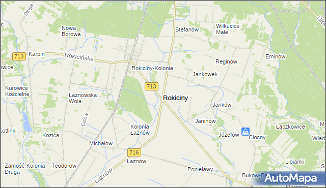 mapa Rokiciny powiat tomaszowski, Rokiciny powiat tomaszowski na mapie Targeo