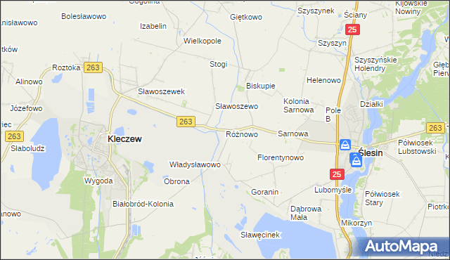 mapa Różnowo gmina Ślesin, Różnowo gmina Ślesin na mapie Targeo