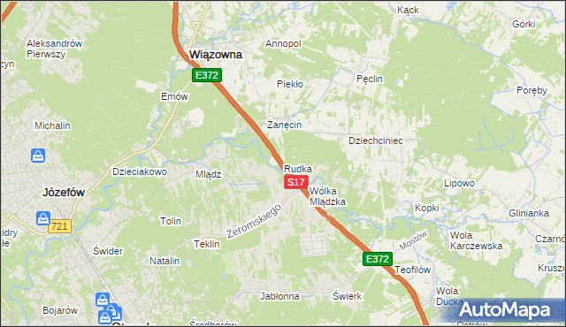 mapa Rudka gmina Wiązowna, Rudka gmina Wiązowna na mapie Targeo