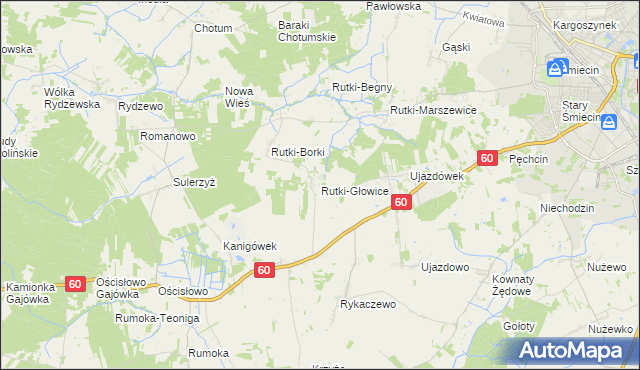 mapa Rutki-Głowice, Rutki-Głowice na mapie Targeo